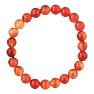 Carnelian Bracelet for Women Men's Gifts - Protection Healing Crystal Bracelet - 8mm Gemstone Beaded Adjustable